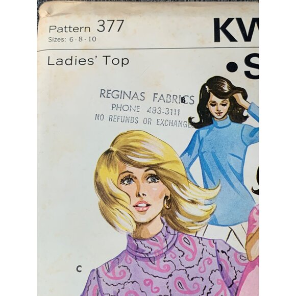 Kwik Sew Misses Top Sewing Pattern sz 6-10 377 - uncut - Picture 3 of 10